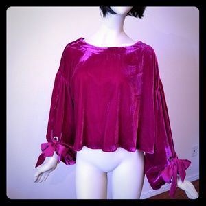 Free People fushia velvet top